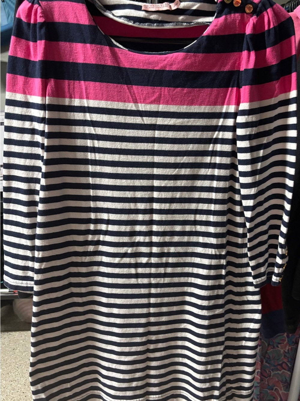 Juicy Couture Navy, White & Hot Pink Striped Top